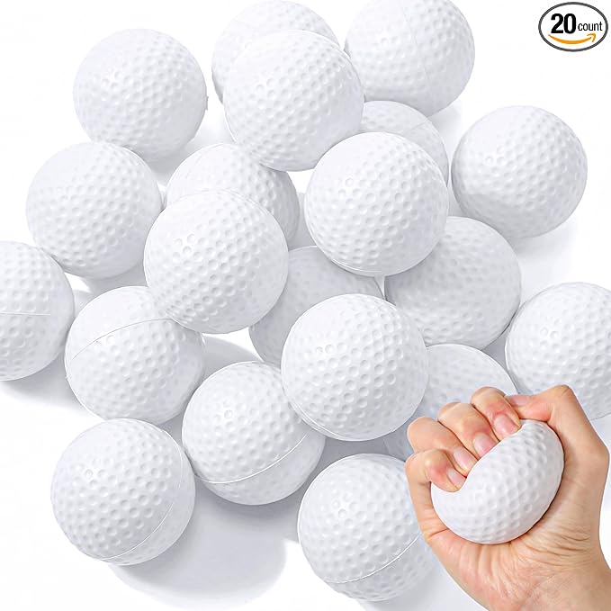 Libima 20 Pcs Mini Golf Stress Ball Bulk 2.5 Inch Foam Practice Balls Stress Relief Sports Ball with Storage Bag for Golf Birthday Party Favors Carnival Reward Classroom Stocking Stuffers