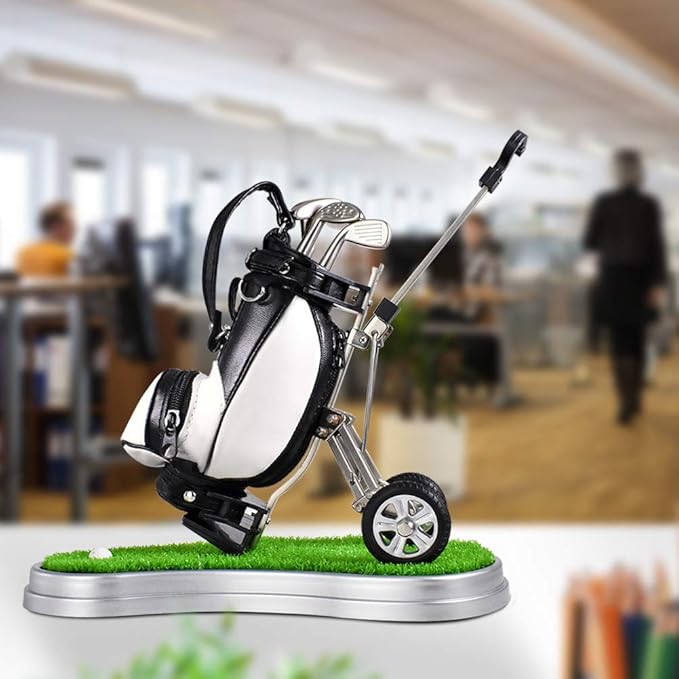 Golf Pen Holder with 3 Piece Pens Desktop Toys Decoration Entertainment Novelty Golf Pen