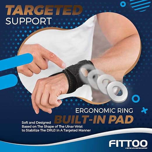 FITTOO Wrist Brace for TFCC Tears, Real Copper Infused TFCC Wrist Brace with Ring Pad for TFCC Tears, Ulnar Sided Wrist Pain, DRUJ Instability, Universal Size for Men & Women Right-L
