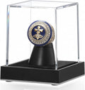 JupDec Championship Ring Display Case, Clear Acrylic Single Ring Holder with Durable Base, Dustproof Cube Showcase with Black Velvet Interior, Ideal Gift for Sports Memorabilia Fans