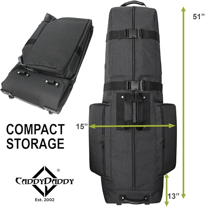 CaddyDaddy Constrictor Soft-Sided Golf Travel Bag Cover with Thick Dense Foam Padded Top 1 Year Full Travel Bag Replacement Coverage | Wheels & Lockable Zippers Case for Transporting Clubs on Airlines