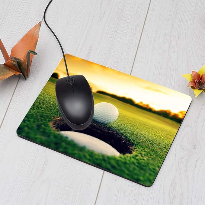 Golf Rectangle Gaming Mousepad Cool Golf Ball Hole Sport Mouse Pad Mouse Mat for Computer Desk Laptop Office 9.5 X 7.9 Inch Non-Slip Rubber