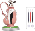Leather golf pen holder with three golf club pen for writing, suitable for desk decoration, golf cake decoration, unique gift for men Boss Dad golfer colleagues, interesting and novel birthday gift