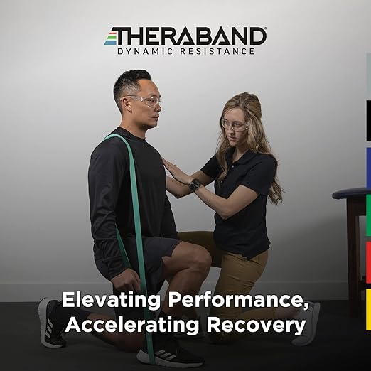 THERABAND High Resistance Band, Elastic Super Bands For Improving Flexibility, Injury Rehab, & Full Body Workouts, Heavy Duty Stretch Bands For Powerlifting, Medium, Green, 25 Lbs. Resistance