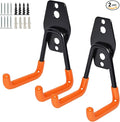 2 Pack Garage Storage Utility Hooks，Garage Garden Tool Organizer，Steel Wall Mount Hooks, Garden Small U Hooks (Orange)