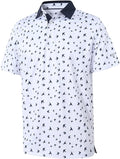 Golf Shirts for Men Dry Fit Short Sleeve Print Performance Moisture Wicking Polo Shirt