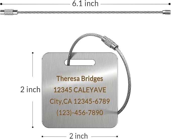 5 Pack Custom Engraved Luggage Tags, 2 x 2 inches Waterproof Personalized Luggage Tags, Aluminum Personalized Bag Tags for Suitcases/Backpack/Luggage Accessories [Gold]