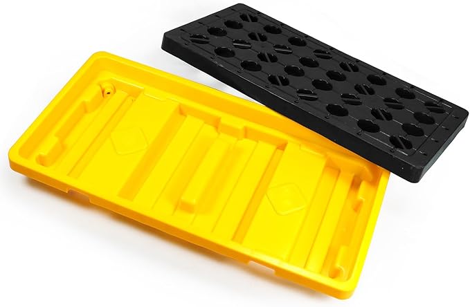 QWORK 2 Drum Modular Platform 5000 lbs. 30 Gallon Sump Containment Tray, Drum Spill Containment Pallet
