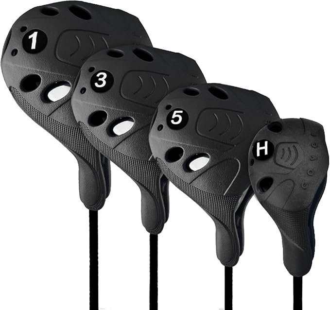 PGM Golf Club Covers, 4pcs Drivers Fairway Woods Hybrid Golf Head Covers with Number, Fit Oversized Right Handed Brands, Easy on Off, Washable