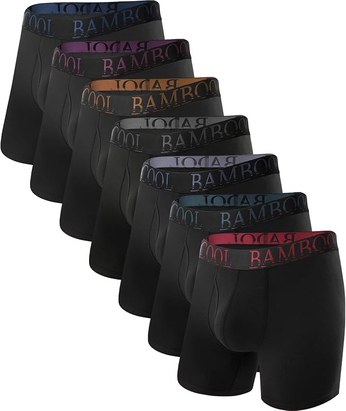 BAMBOO COOL Men's Ultra ComfortSoft Underwear, Moisture Wicking & Breathable No Ride Up Boxer Briefs with Fly, Multipack