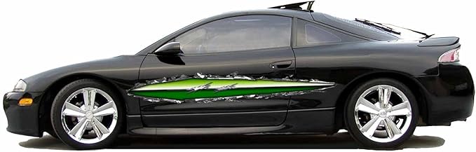 Generic Ripped Metal Graphics Decal Set for Golf Carts, Fits EZGO, Club Car, Yamaha (Green)