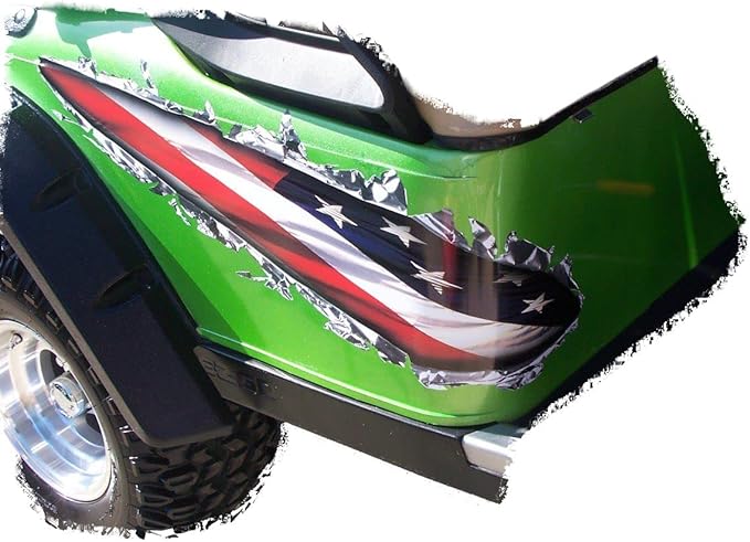 Ripped Metal Graphics Decal Set for Golf Carts, Fits EZGO, Club Car, Yamaha (Real Fire)