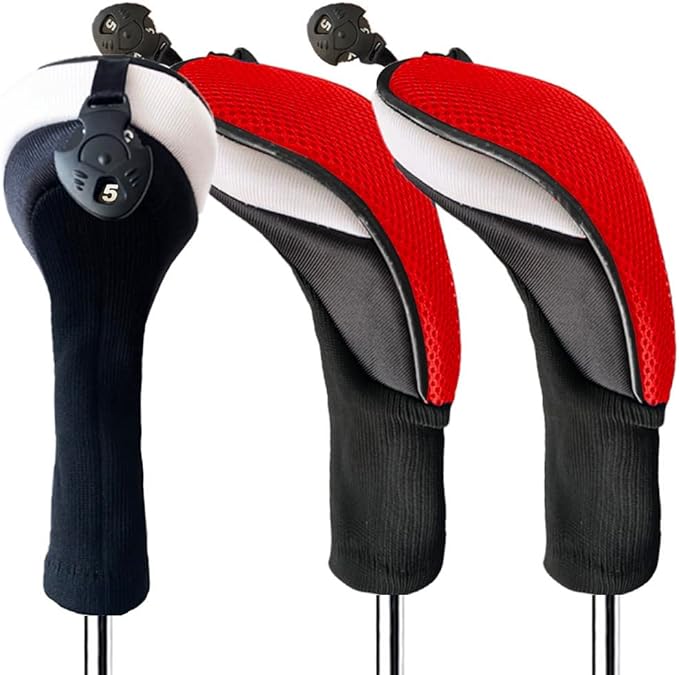 FINGER TEN Golf Club Head Covers Woods Hybrids 1/2/3/4 Pack, Headcovers Men Women 3 5 7 X with Interchangeable Number Tag, Fit All Wood Hybrid Clubs
