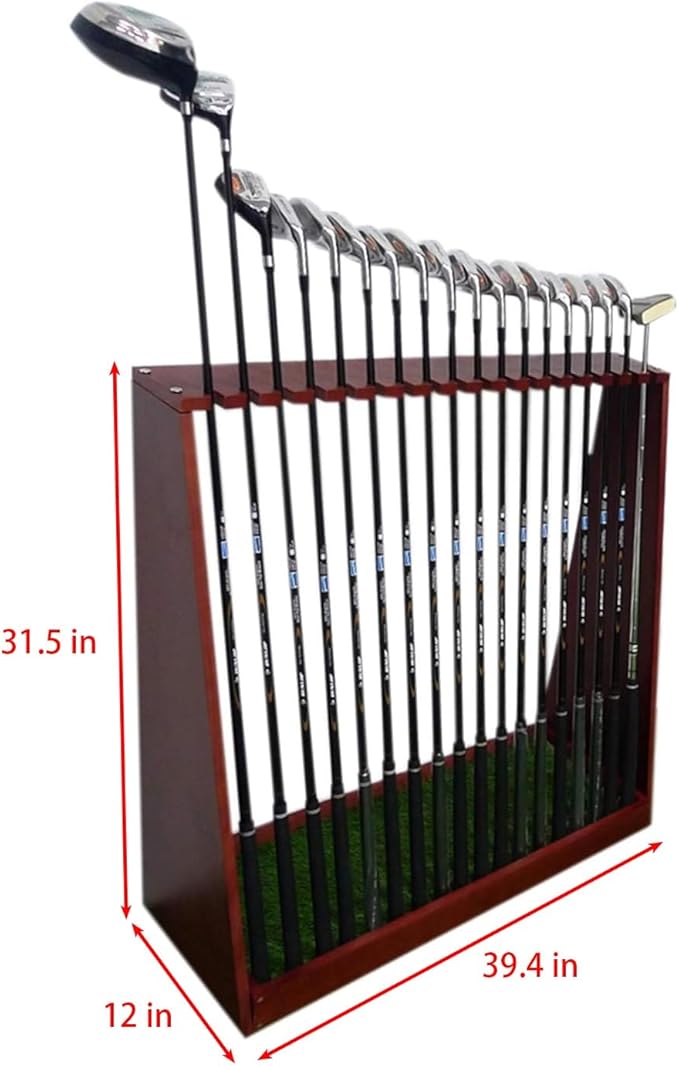 Aimery Golf Club Rack,Putter Rack,18-Clubs Display Stand for Golf Club, Billiard Cues & Fishing Rod,Wooden Golf Club Holder for Garage & Simulator Room (Color : B)