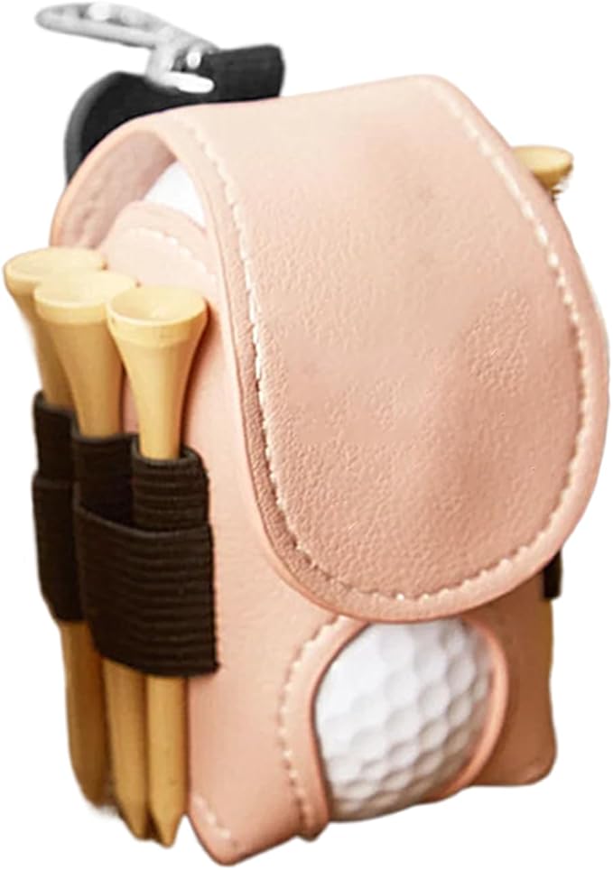 Leather Golf Ball Holder - Golf Ball Storage Pocket, Tee Bag with Sturdy Leather, Convenient and Tee Carry Pouch, Accessories Organizer for Course or Practice, Portable Pocket