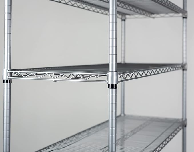 Omega Shelving Storage | 2 Tier Starter Shelving Unit 24" Deep x 30" Wide x 36" High - 800 lb Weight Capacity per Shelf, Adjustable Wire Shelving, Tool-Free Assembly |Grey Shelving