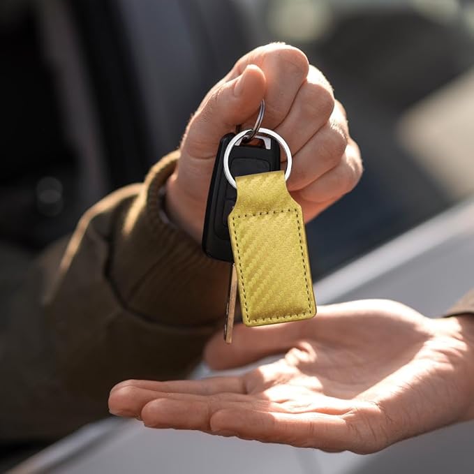 LaserGram Rectangle Keychain, Coat of Arms Germany, Personalized Engraving Included (Carbon Fiber Gold)