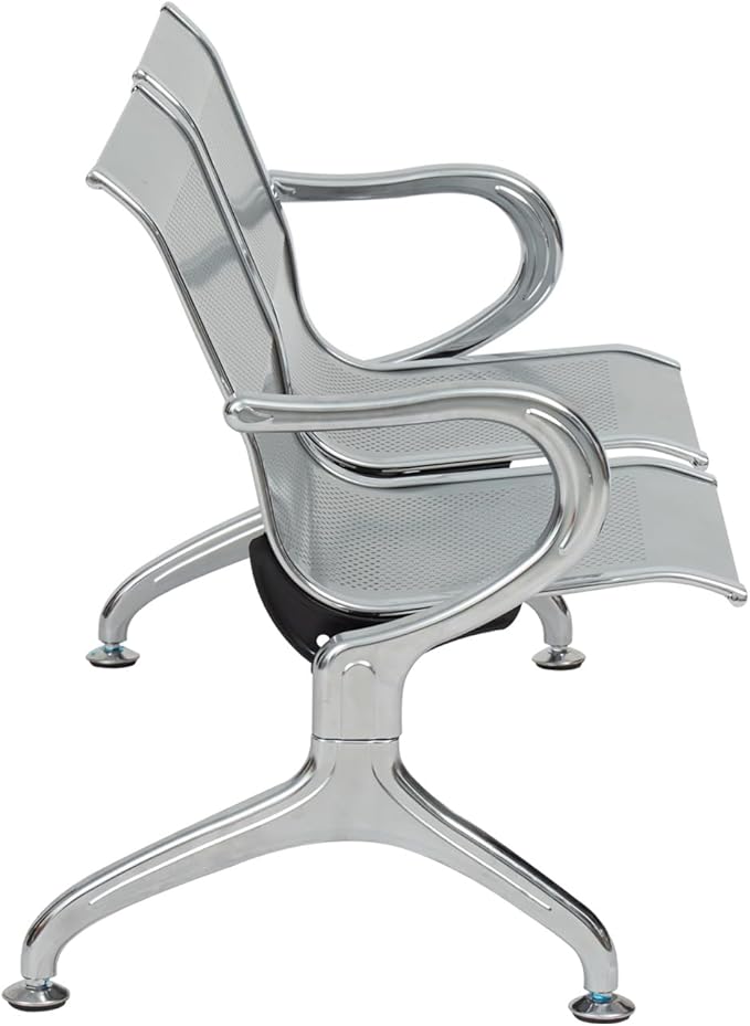Kinfant Waiting Room Chair Bench - Guest Reception Chairs for Airport Hospital Bank Salon Barber Hall Room Conference (2-seat, Silver-Mesh)
