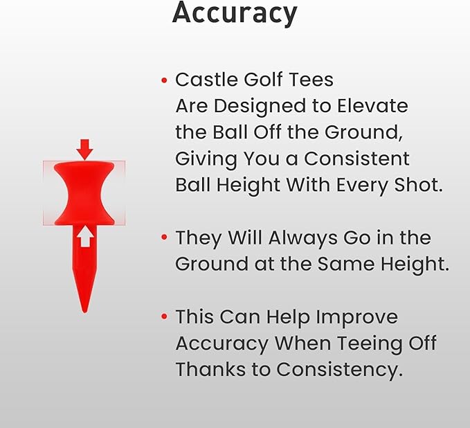 Plastic Golf Castle Tees Step Down Value 200 Count, Unbreakable Mixed or Same Height 1, 1 1/4, 2 3/4, 2 1/4, 2, 1 3/4, 1 1/2 Inch Length Colorful Pack for Practice