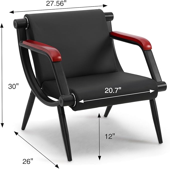 wonline Waiting Room Chairs, Office Furniture Reception Chairs with Arms, Leather Chairs is Suitable for Clinic,Airport,Hospital,Barber,Salon,Bank-(Black 4pcs)