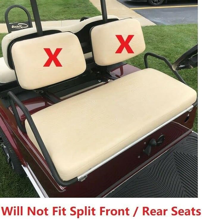 Huskey 2PCS Golf Cart Front Seat Covers for EZGO RXV 2008-UP G&E Models Custom Two-Tone Black/Red Diamond Stitching with Red Piping, Marine Grade Vinyl Material, Staple on Design
