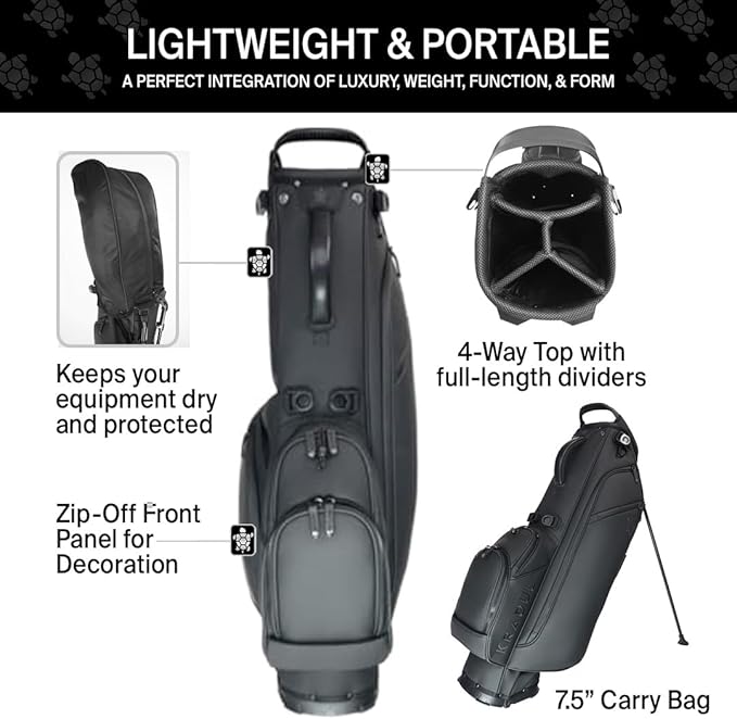 KRADUL - LUX 7.5" 4-Way Carry Bag – Lightweight Golf Stand Bag with Club Organizer, Push Cart Compatible, Travel-Ready Design