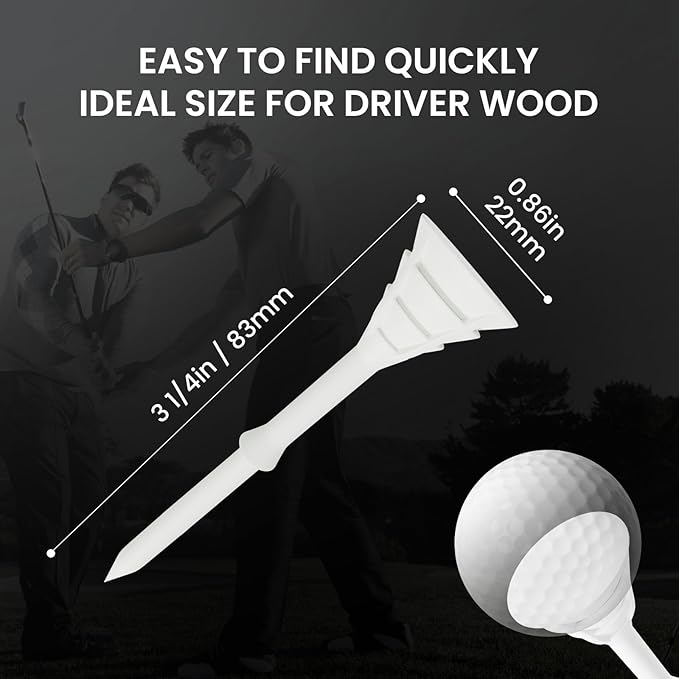 FINGER TEN Unbreakable Golf Tees Plastic 3 1/4 inch Value 50/100 Pack, Low Friction & Low Ball Spin Long Tees to Improve Distance & Accuracy, Durable Tees with Assorted Colors to Practice