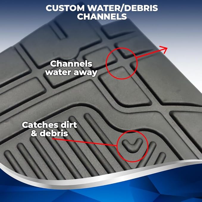 Club Clean Golf Cart Floor Mat – Fits Yamaha Drive, Drive2, G22, G14, Adventurer Models – 8mm Thick Custom-Fit Rubber – UV-Protected, Non-Slip, Water-Channel Design – Industry Standard Mat