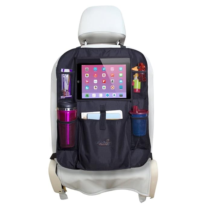 Mom's Besty Car Back Seat Organizer for Kids and Toddlers - Touch Screen Tablet Holder for Android & iOS Tablets - Multipurpose Use as Auto Seat Back Protector, Kick Mat, Car Organizer