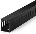 ZhiYo H1.6xW1.2in Cable Raceway, 13.2ft (4xL3.3ft) Server Rack Cable Management Under Desk Cord Organizer, Electrical Safe PVC Cable Channel Open Slot Wire Raceway for Network/PC/TVs, Wire Duct Black