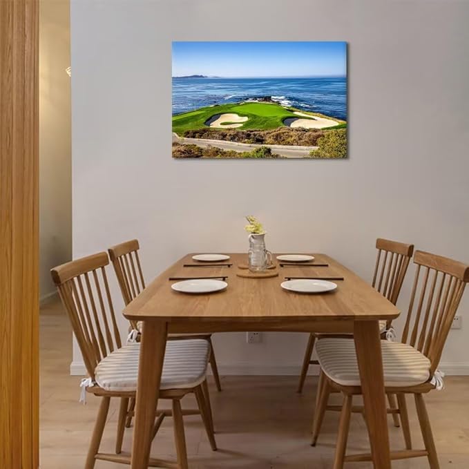 USA California Golf Course Wall Art for Living Room Bedroom Bathroom Home Decorations Golf Course Picture Poster Print on Canvas Modern Artwork Framed Ready to Hang(12''H x 16''W)