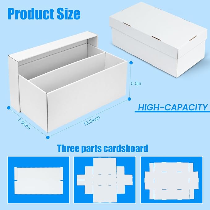 2 Pack Trading Card Storage Box - 2 Rows Graded Card Case holds 88 PSA Slab Cards, Cardboard Holder Organizer Boxes with Dividers for Sport Cards