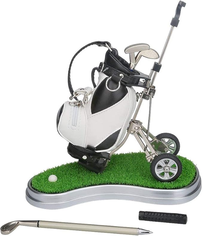 Golf Gift Golf Pens Holder, Golf Bag Holder with 3 Pieces Aluminum Pen Golf Bag Pencil Holder for Men