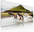Wknoon. Extra Large Gaming & Office Mouse Pad (31.5" x 11.8") – Running Wild A Herd of Icelandic Horses in a Scenic Mountainous Landscape, Premium Anti-Slip XXL Desk Mat with Durable Stitched Edges