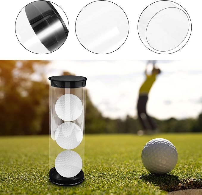 Generic Golf Ball Storage Tube Clear Plastic Golf Ball Holder Container with Cap Small Balls Display Case Organizer for Home and Shop
