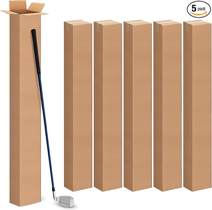 6x6x48 Inch Tall Corrugated Cardboard Boxes 5 Pack, 6"L x 6"W x 48"H Golf Club Shipping Boxes - Shipping, Moving, Packaging, Mailing, Storage Box for Home or Business