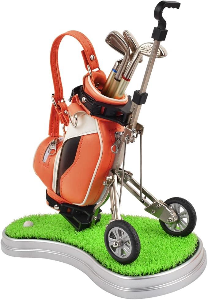 Dual-Purpose Creative Golf Pen Holder With 3 Club Pens - Office Desk Decoration, Souvenir Birthday Gift for Golfer Fans, Women and Men
