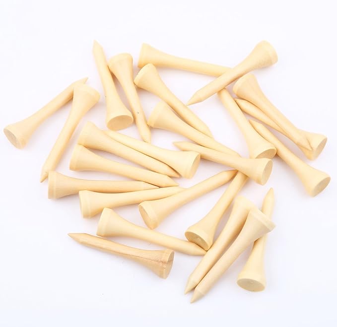 Agatige 100PCS Wood Golf Tees, Wooden Friendly Golftees Strong Stable Golfball Holder Reduce Friction and Side Spin Golf Accessories