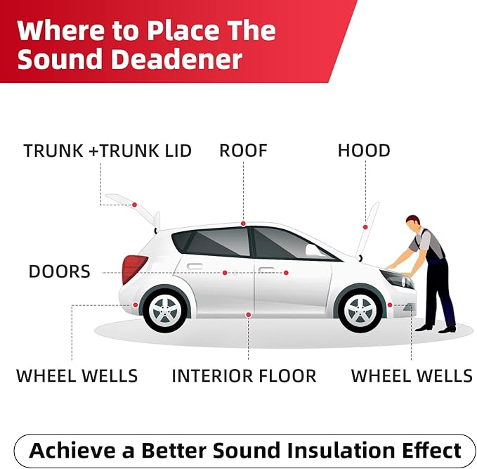 Sound Deadening Mat 157mil(4 mm) 24sqft - Closed Cell Foam Car Sound Deadening Material - Self-Adhesive Hood Insulation Heat Shield Auto Sound Dampening