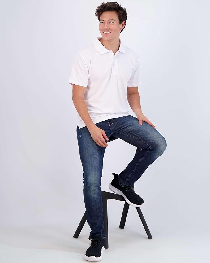 Real Essentials 3 Pack: Men's Quick-Dry Short Sleeve Athletic Performance Polo Shirt (Available in Big & Tall)