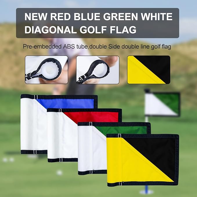 Golf Flagstick 3ft,Golf Flag Hole Cup Set Double-Sided Putting Green Flags for Backyard Putting Green Driving Range Practice Two-Section Design Portable