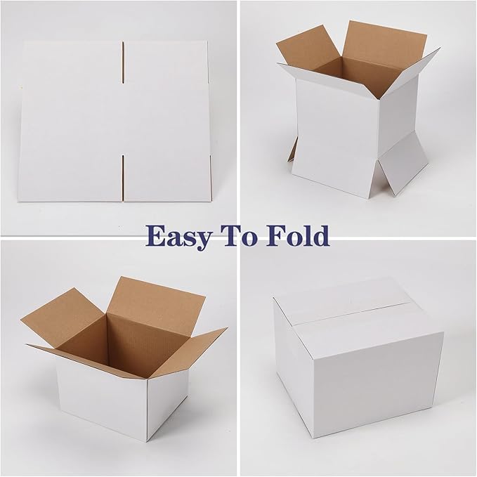 7x5x4 Shipping Boxes Set of 40, Kraft Corrugated Cardboard White Box Small Business Boxes Mailers for Packaging, Moving, Packing