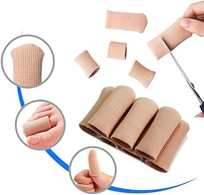 ERGOfoot 6 Pack Toe Caps Close Finger Toe Sleeve Tubes Toe Protectors Gel Rubbing Tube to Prevent Bunions, Hammertoes, Callus, Corn, Blisters(Diameter 1.5cm)