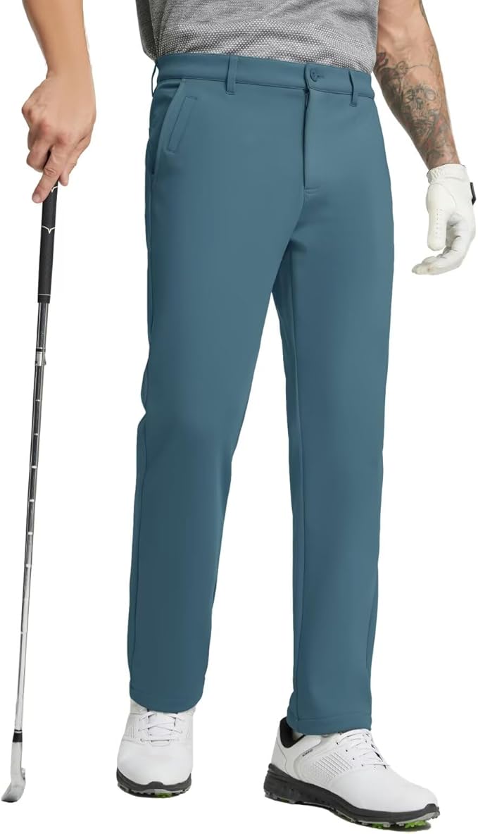 M MAELREG Golf Fleece Lined Pants Men Softshell Water-Resistant Workout Casual Outdoor Hiking Insulated Winter Pants for Men