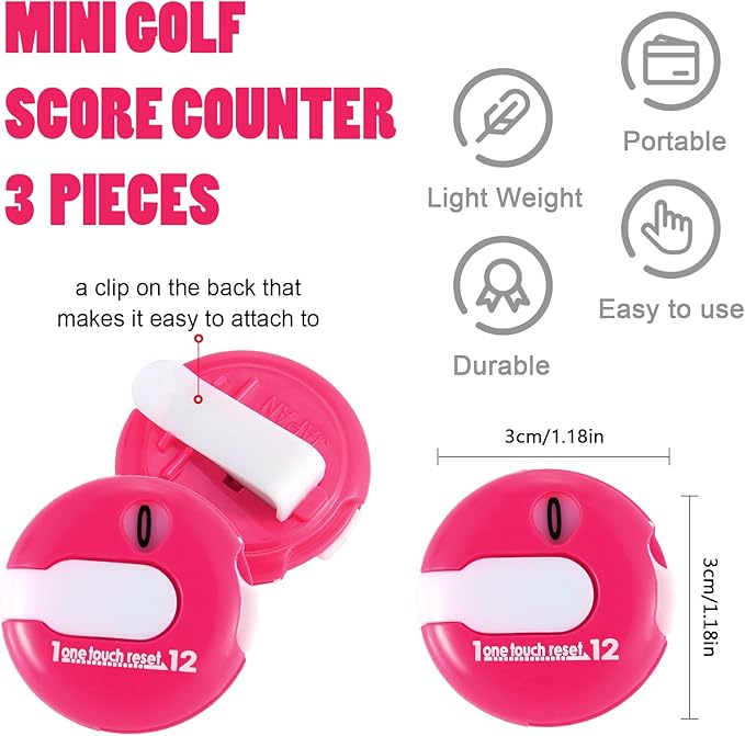 Frienda Golf Score Counter Mini Golf Stroke Counter with One Touch Reset and Simple Attachment to Scorekeeper Glove in