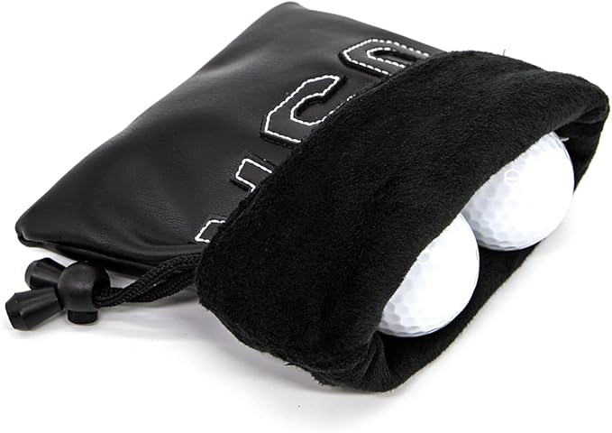 Golf Valuables Pouch,Golf Bag Pouch with Drawstrings Leather Tee Pouchs Bag for Men Women