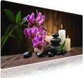 Wknoon. Extra Large Gaming & Office Mouse Pad (31.5" x 11.8") with Durable Stitched Edges – Natural Peaceful Scene Tranquil Spa Ambiance of Candles, Stones and Orchids Flowers, Anti-Slip XXL Desk Mat