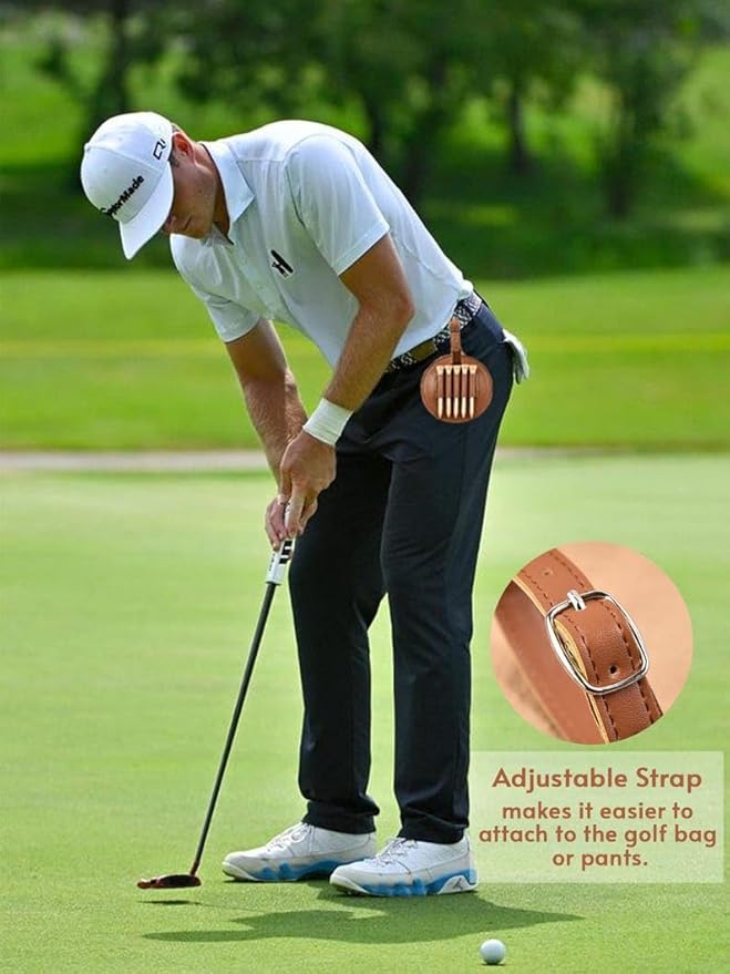 CFuniq® Engraved Leather Golf Bag Tag Gift with Golf Tees, Personalized Golf Tee Holder, Custom Golf Accessories, Groomsmen Gifts, Golf Gift for Men Women