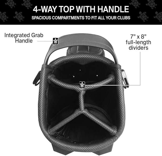 KRADUL - LUX 7.5" 4-Way Carry Bag – Lightweight Golf Stand Bag with Club Organizer, Push Cart Compatible, Travel-Ready Design