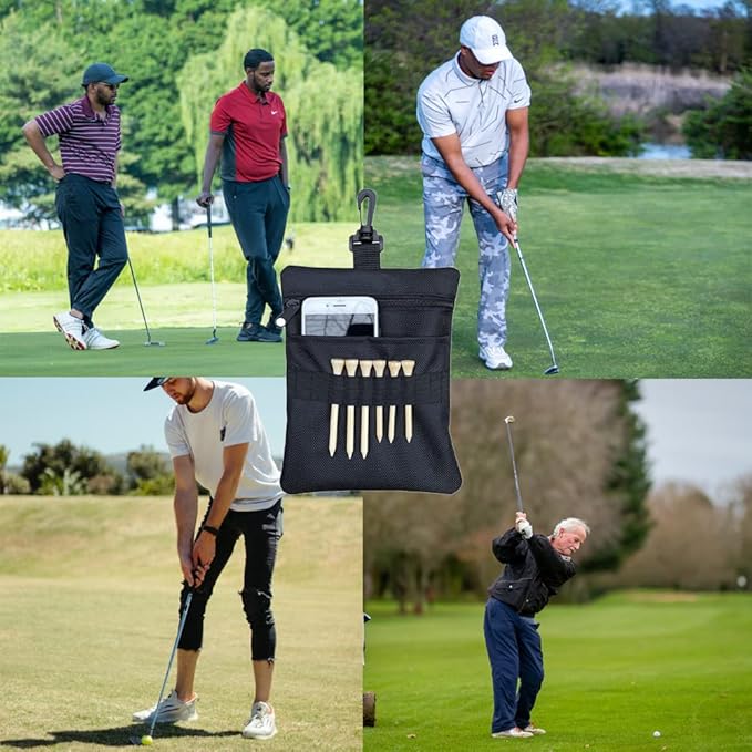 Golf Tee Pouch Bag, Zipper Golf Ball Bag, Accessory Pouch for Men